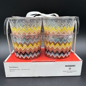 Missoni for Target 4 Piece Plastic Tumbler Set Zig Zag Chevron 14 oz 2011